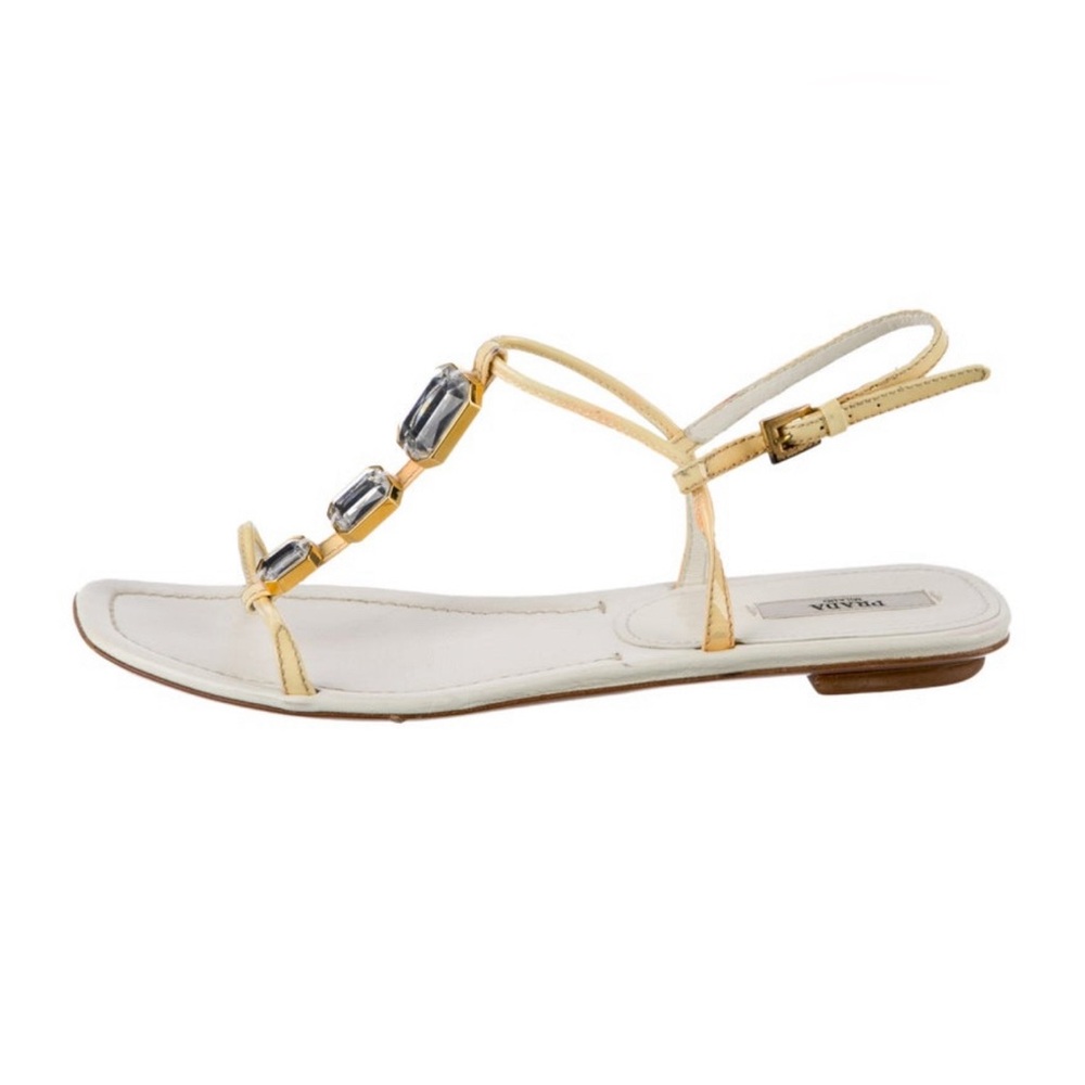 SALE! PRADA Patent Leather T Strap Jeweled Sandals
Perfect for Summer!
